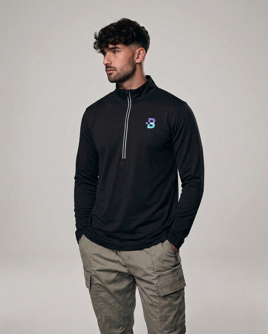 Polera Deportiva Black Tech - Half Zip