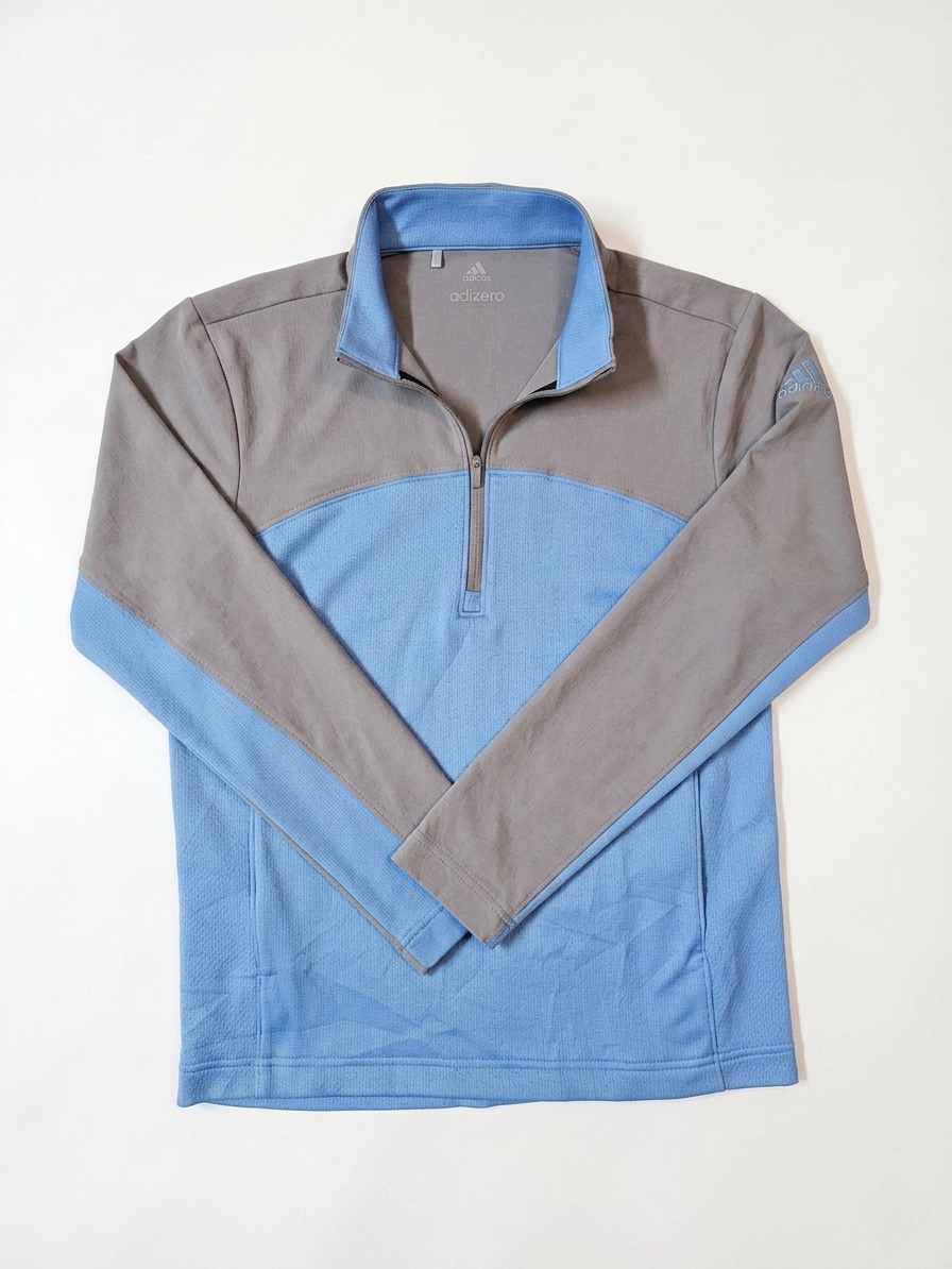 Polera Adidas adizero Performance – Half Zip Bicolor Gris/Celeste – Edición Élite