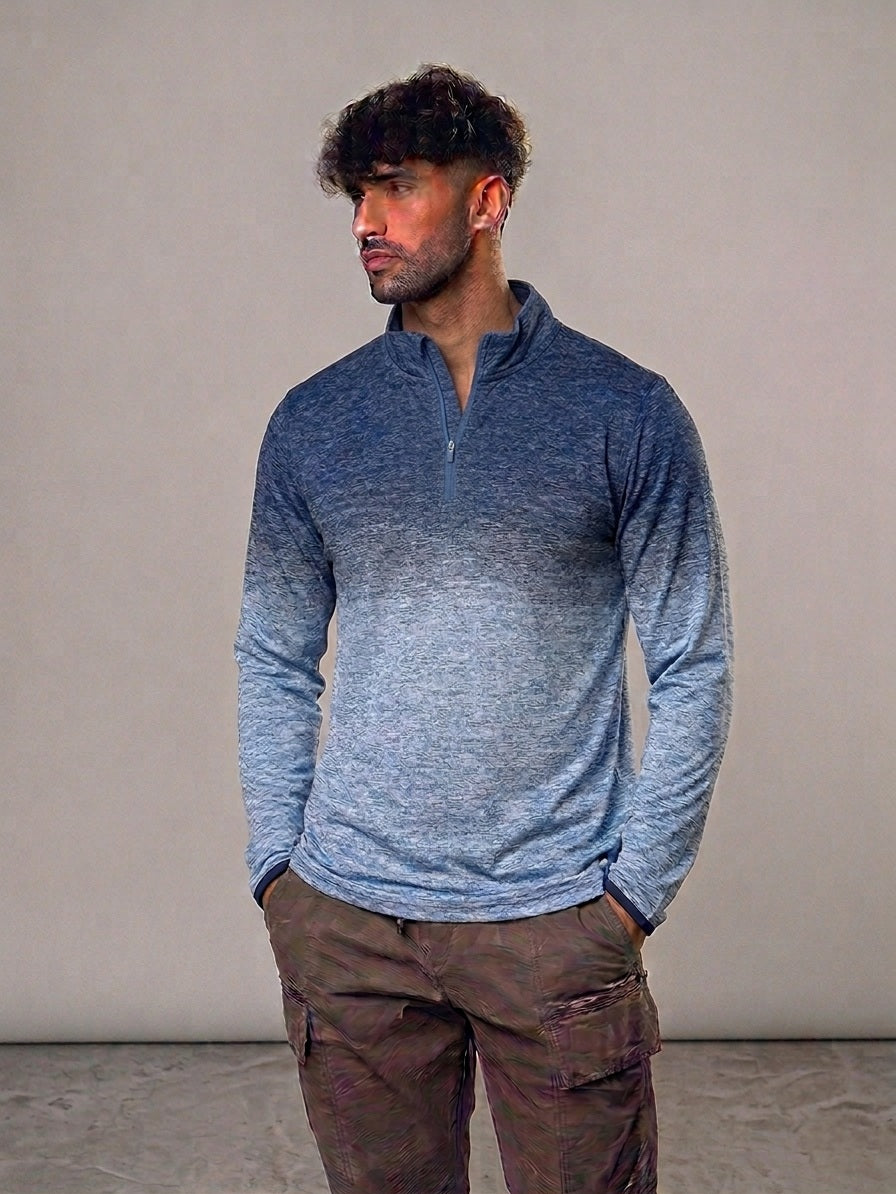 Polera Champion Power Core – Half Zip con Degradado Azul