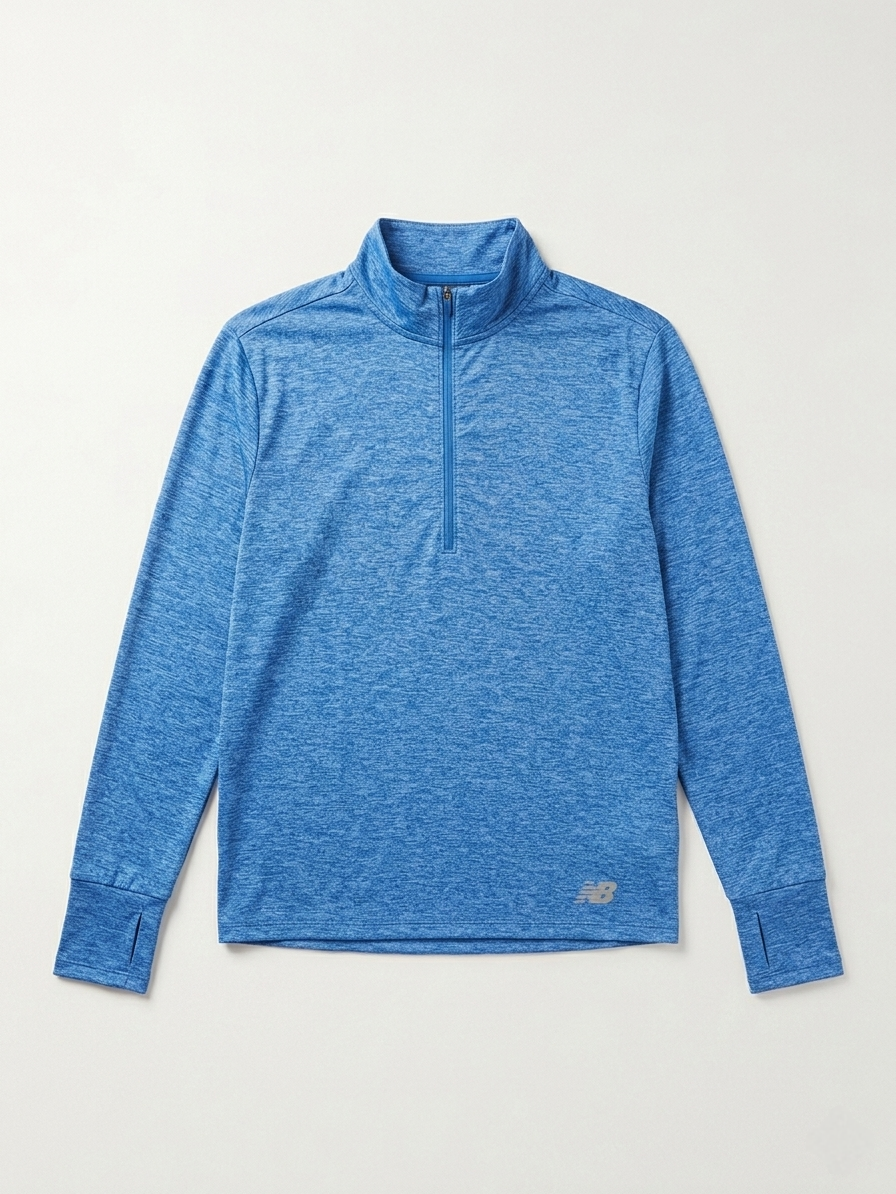 Polera New Balance Performance – Half Zip Azul Jaspeado🇺🇸