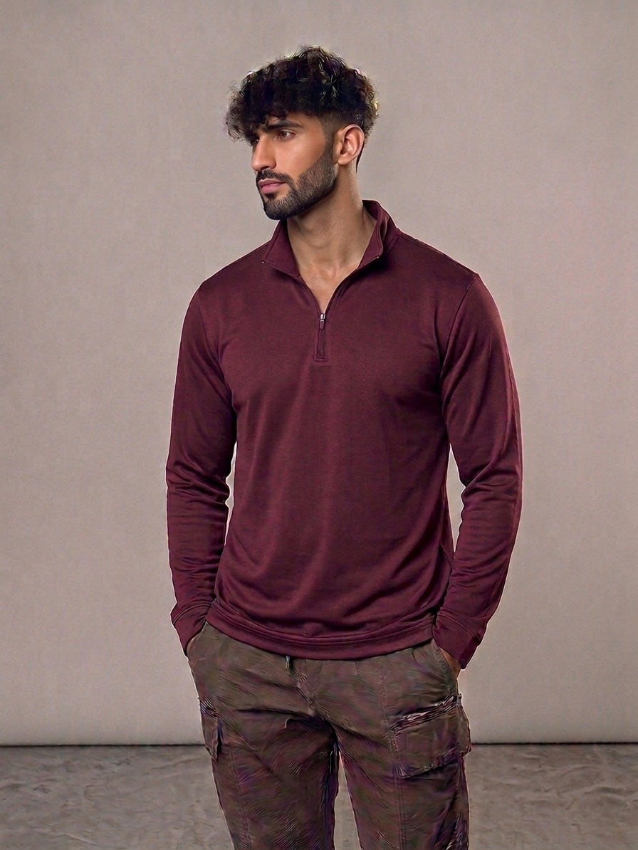 Polera Aiyard Essential – Half Zip Color Vino